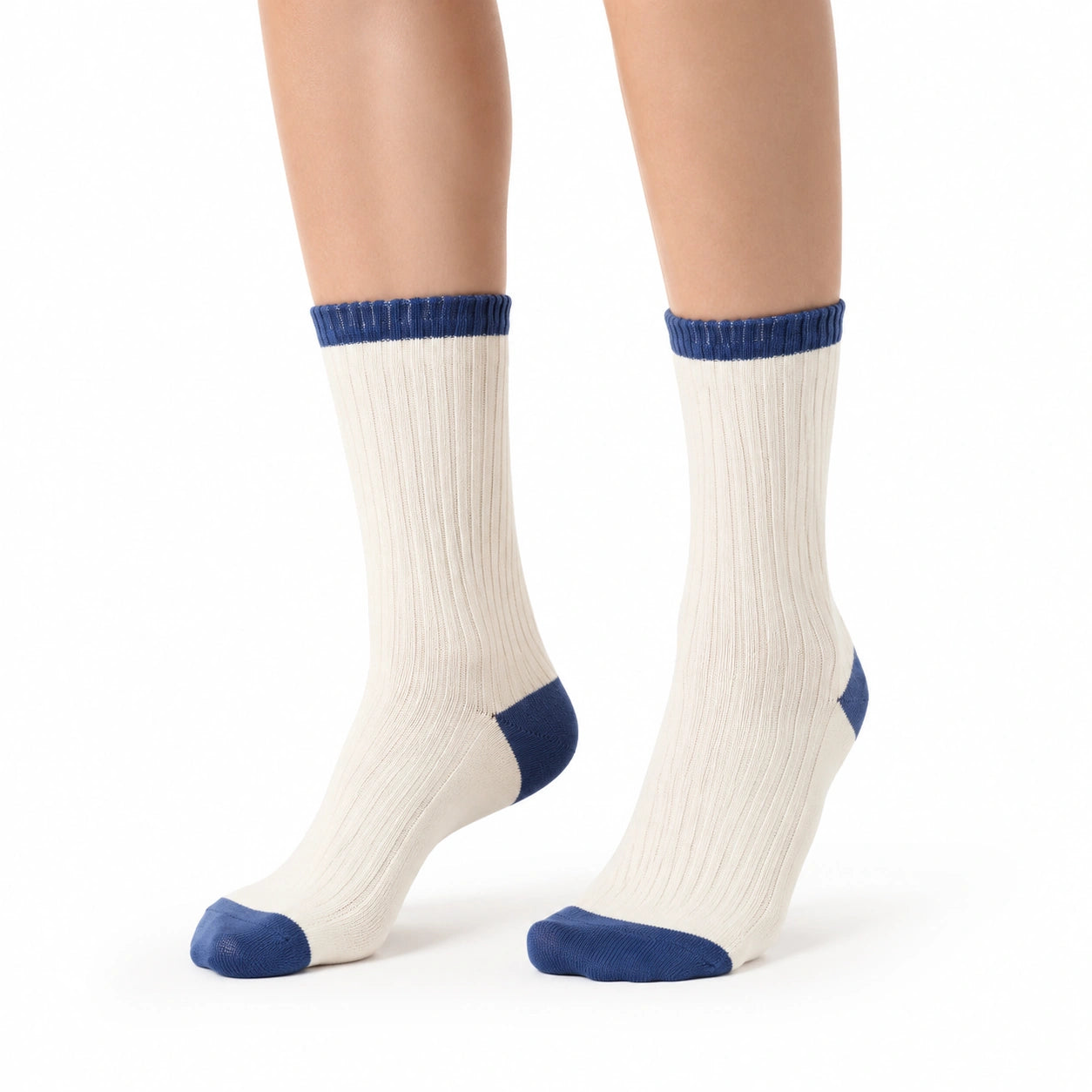 Calze sportive a costine 39-42 in maglia bianco/blu per uso quotidiano