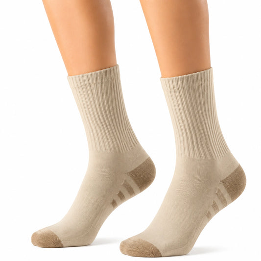Calze a coste 39-42 in tessuto beige per uso quotidiano