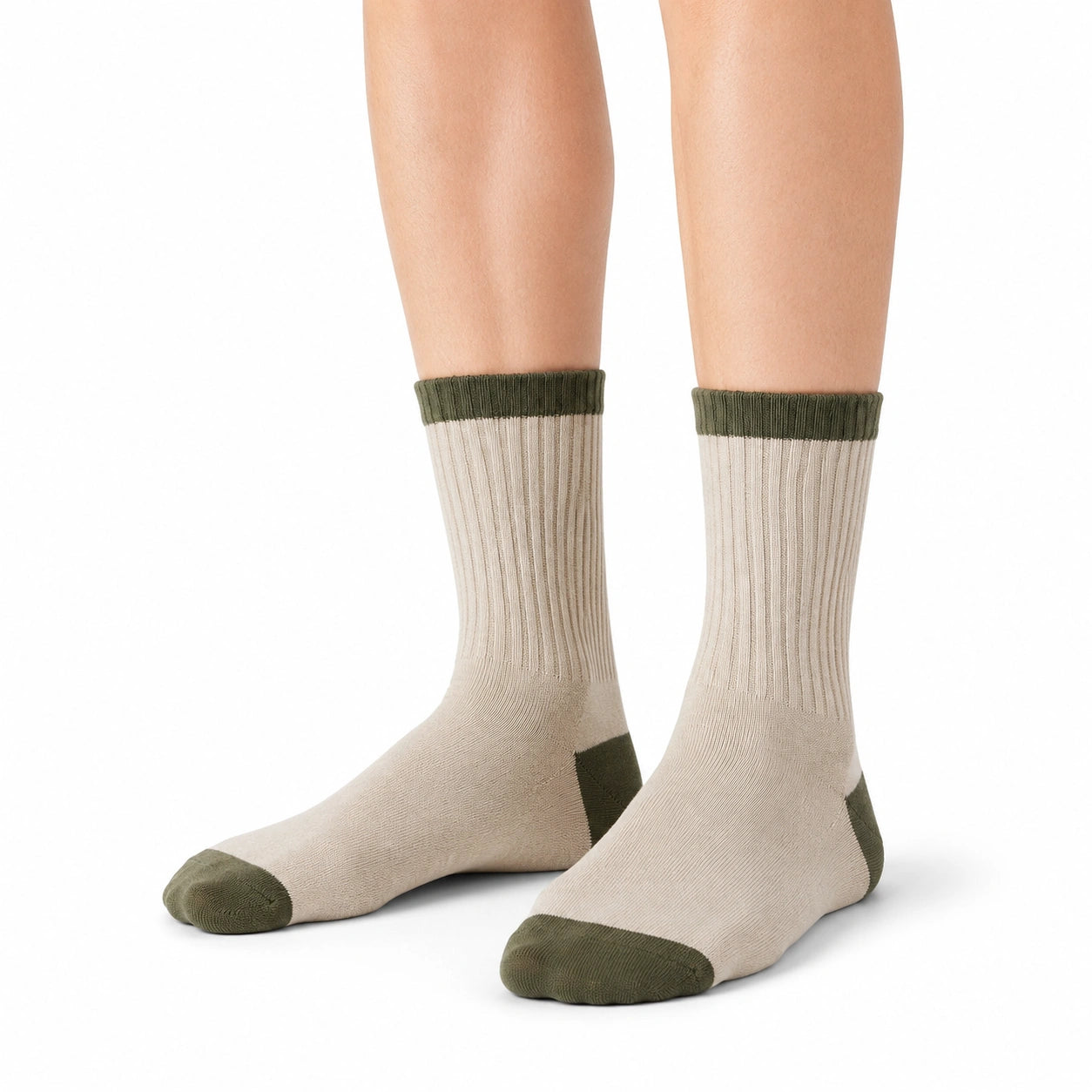 Calze a coste unisex 43-46 in maglia beige e verde per uso quotidiano