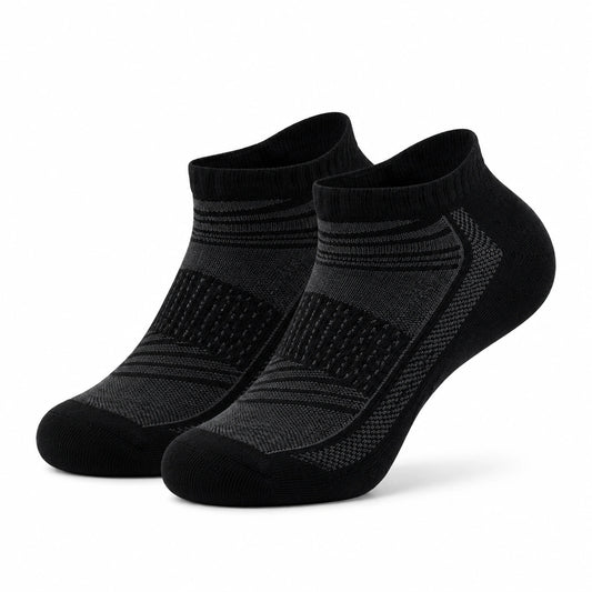 Calzini sportivi alla caviglia 35-38 in tessuto nero e grigio - traspiranti ed elasticizzati