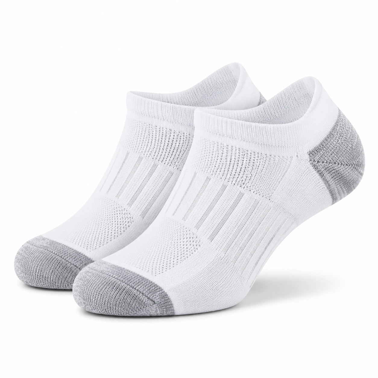 Calzini alla caviglia 39-42 in tessuto a maglia bianco e grigio - traspiranti per sport e uso quotidiano