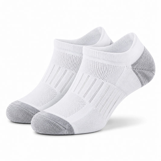 Calzini alla caviglia 39-42 in tessuto a maglia bianco e grigio - traspiranti per sport e uso quotidiano
