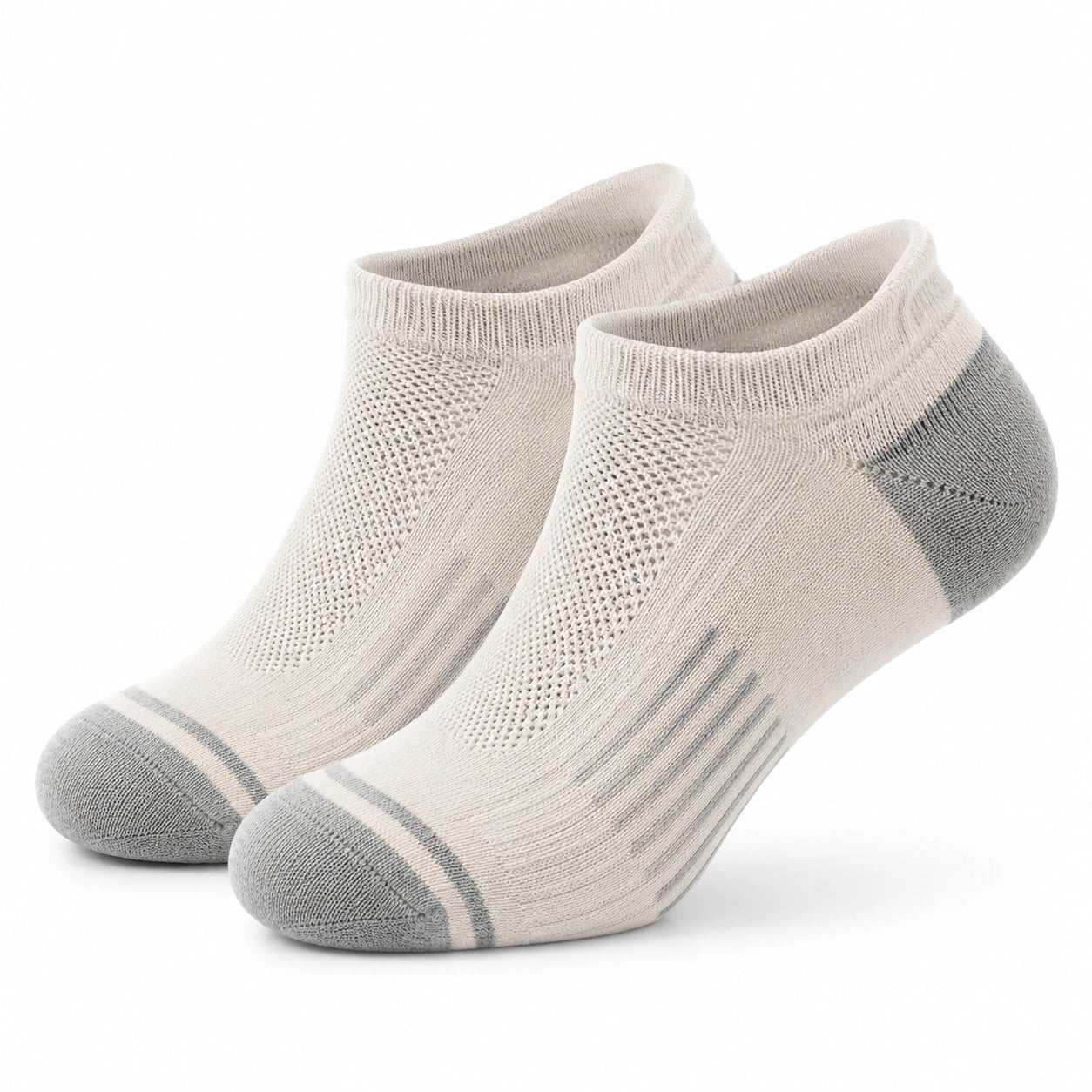 Calzini alla caviglia 39-42 in maglia beige e grigio traspiranti per uso quotidiano