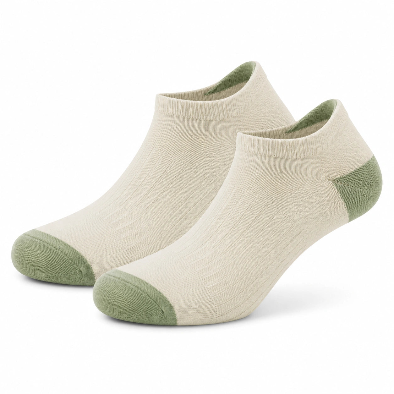 Calzini alla caviglia 39-42 in tessuto a maglia beige e verde - stile casual traspirante