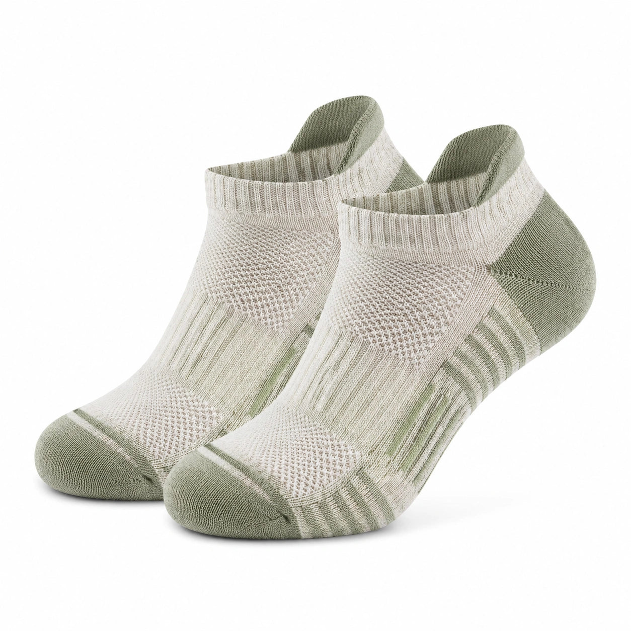 Calze sportive corte 43-46 in tessuto a maglia verde salvia e beige - traspiranti