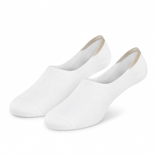 Calzini bassi 35-38 in tessuto bianco con tallone beige - vestibilità discreta