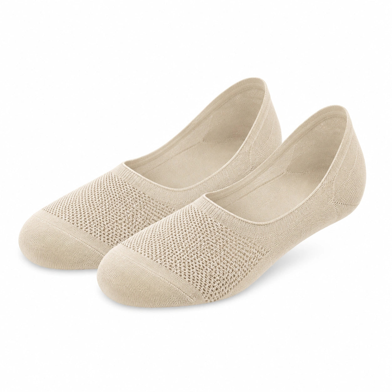 Calzini ballerina 39-42 in maglia beige - modello basso traspirante