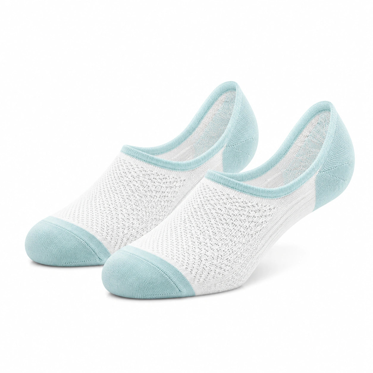Calze invisibili 43-46 in tessuto a maglia bianco e azzurro - leggere e traspiranti